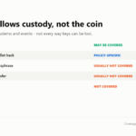 Coverage matrix showing which self-custody and custodian crypto losses may or may not be insured.